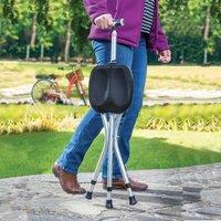 Coopers of Stortford Tripod Walking Stick with Height-Adjustable Seat, Aluminium Frame