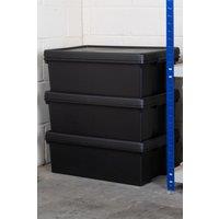 Wham Bam 3 x 36L Stackable Plastic Storage Box & Lid in Black