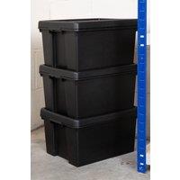 Wham Bam 3 x 45L Stackable Plastic Storage Box & Lid in Black