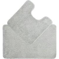 Allure Bath Fashions Deep Pile Microfibre Non Slip Bath Mat Set in Light Grey