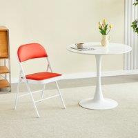MCC Direct Single Folding Dining Chair Metal Frame Padded Seat in Red