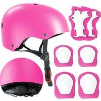 Tanness Bike Helmet with Knee & Elbow Pads Set - Pink