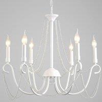 NIVOR 6 Lights Candle Chandelier French Country Retro Hanging Lights White