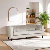 Premier Housewares Interiors By Premier Velvet Uphoplstered 3 Seat Velvet Sofa, Durable Three Seater Sofa, Versatile Button Tufted Sofa in Brown