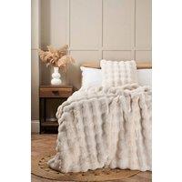 BHS Scalloped Faux Fur Cream Throw