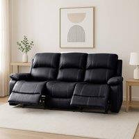 Bravich LTD Bonded Leather Recliner Sofa - 3 Seater in Black