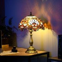 HOMCOM Handmade Stained Glass Table Lamp Bedside Lamp for Bedroom Living Room in Blue