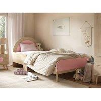 Flair Noah Single Curved Headboard Bed Oak in Pink