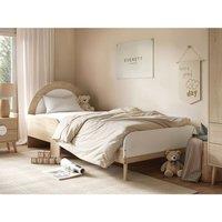 Flair Noah Single Curved Headboard Bed Oak in White