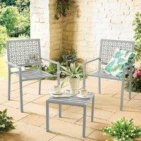 Coopers of Stortford Patio Table & Chair Set, Made from Powder-Coated Steel in Grey