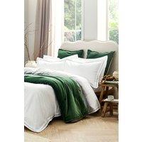 CHRISTY 'Wave Edge' Embroidered Cotton Percale Duvet Cover Sets in Green | Size: Double