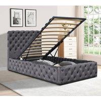 Comfy Living Ltd Tufted Fabric Gas Lift Ottoman Bed Frame in Grey | Size: Single
