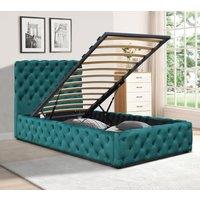 Comfy Living Ltd Tufted Fabric Gas Lift Ottoman Bed Frame in Green | Size: Single