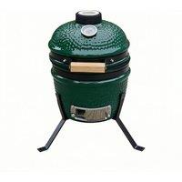 Alivio Ceramic Kamado Charcoal BBQ Grill & Smoker with Thermometer, Egg Style Outdoor Barbecue for Grilling, Smoking & Roasting in Green