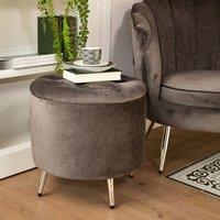 Madison & Mayfair Grey Darcy Velvet Ottoman Stool with Silver Legs