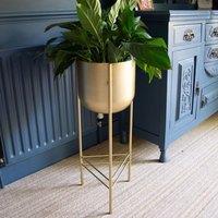 Madison & Mayfair Chic Gold Metal Planter with Stylish Stand
