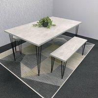 KOSY KOALA Modern Grey Dining Table with 2 Benches Dining Room Furniture in Brown