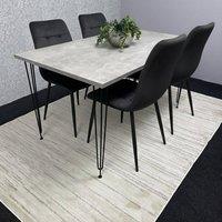 KOSY KOALA Dining Table With 4 Chairs Modern Grey Dining Table Set With 4 Black Velvet Chairs Dining Room Furniture in Brown