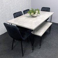 KOSY KOALA Dining Table With 4 Chairs Modern Dining Table Set With 4 Black Chairs & 1 Bench Dining Room Furniture in Brown