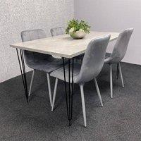 KOSY KOALA Dining Table With 4 Chairs Modern Grey Dining Table Set With 4 Grey Velvet Chairs Dining Room Furniture in Brown