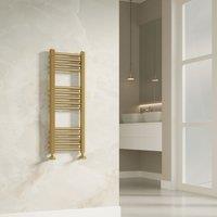 Banyetti Aureli Brushed Brass Ladder Towel Rail Radiator - 800mm x 300mm in Gold