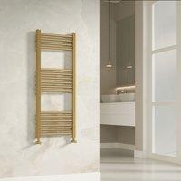 Banyetti Aureli Brushed Brass Ladder Towel Rail Radiator - 1000mm x 400mm in Gold