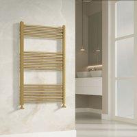 Banyetti Aureli Brushed Brass Ladder Towel Rail Radiator - 1000mm x 600mm in Gold