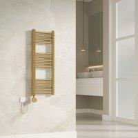Banyetti Aureli Brushed Brass Electric Ladder Towel Rail Radiator - 800mm x 300mm in Gold