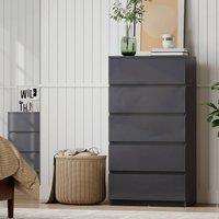HOMCOM Bedroom Chest of Drawers, 5 Drawers Dresser, Drawer Unit, Grey