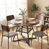HOMCOM Round Dining Table for 4, 100 cm Kitchen Table w/ Shelf, Rustic Brown | Size: 100 cm x 100 cm