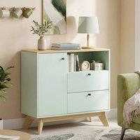 HOMCOM Sideboard, 80 cm Buffet Cabinet with 2 Drawers, Light Green & Oak