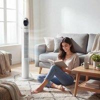 HOMCOM Tower Fan for Bedroom, Standing Floor Fan with Oscillating, White