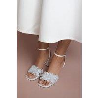 Coast Women's Bridal Sandie Satin Diamante Petal High Heel Platform Sandals in White | Size: 3