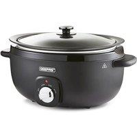 Geepas 6.5L Slow Cooker Tempered Glass Lid & Removable Non-Stick Bowl in Black