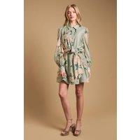 Oasis Women's Belt Detail Volume Sleeve Shirt Dress in Sage | Size: 14