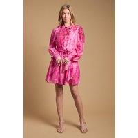 Oasis Women's Belt Detail Volume Sleeve Shirt Dress in Pink | Size: 14