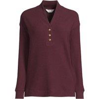 Lands' End Women's Waffle Knit Henley Top in Burgundy | Size: 14-16