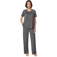 DKNY Women's Short sleeve top & pant pyjama sleep set with pleats in grey | Size: Medium