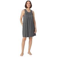 DKNY Women's Sleeveless crew neck midi sleep tank chemise with pleats in grey | Size: Medium