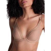 Aubade Women's Sheer Emotion Triangle Plunge Bra in Nude | Size: 34C