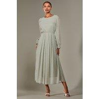 Jolie Moi Women's Long Sleeve Chiffon Midaxi Dress in Light Green | Size: 8