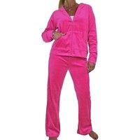 Paulo Due Women's Luxury Velour 2 Piece Tracksuit in Pink | Size: 14-16