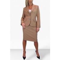 Paulo Due Women's 2 Piece Tailored Skirt Suit in Tan | Size: 16