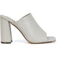 XY London Women's 'Sunday' Square Toe Block High Heel Mule Peep Toe Sandals in Stone | Size: 3
