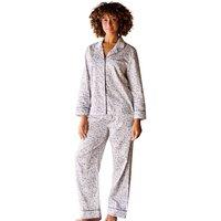 CHRISTY Women's 'Ditsy Gingham' Cotton Floral Pyjama Set in Blue | Size: Large