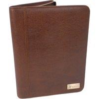 Catwalk Collection Handbags Women's Khloe Leather A4 Zipped Conference Folder With Notepad in Brown