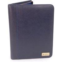 Catwalk Collection Handbags Women's Khloe Leather A4 Zipped Conference Folder With Notepad in Blue