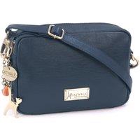 Catwalk Collection Handbags Women's Polly Leather Camera Cross Body Bag in Blue | Size: Small