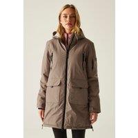Regatta Women's Gwynn Longline Hooded Breathable Waterproof Insulated Jacket in Brown | Size: 14
