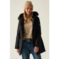 Regatta Women's Sabinka Hooded Waterproof Longline Insulated Jacket in Jet Black | Size: 10